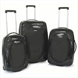 Polycarbonate 3-Piece Luggage Set in Black