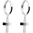 14K White Gold Cross Huggy Earrings