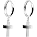 14K White Gold Cross Huggy Earrings