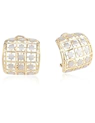 14K Two-Tone Italian White and Yellow Gold High Polish Satin Finish Earrings
