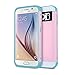 Galaxy S6 Case, S6 Case, ULAK 2in1 Hybrid Dual Layer Slim Protective Case Cover for Samsung Galaxy S6 (Plastic Hard Shell and Flexible TPU) (Baby Pink/Light Blue)