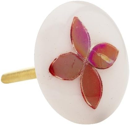 Lisbeth Dahl Cream with Pink Star Acrylic Knobs, Set of 6