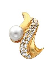 14K Yellow Gold White Akoya Cultured Pearl and Diamond Pendant -- LIFETIME WARRANTY