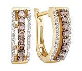 Brown Chocolate Diamond Hoop Earrings 14k White Gold Round (1/2 Carat)