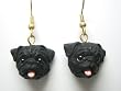 Pug Black - Dog Figurine Jewelry Earrings Hook