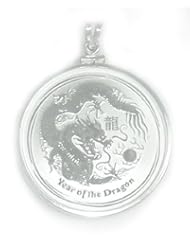 Sterling Silver 2012 1/2 Oz Australian Luna Dragon Coin Bezel Pendant No Chain