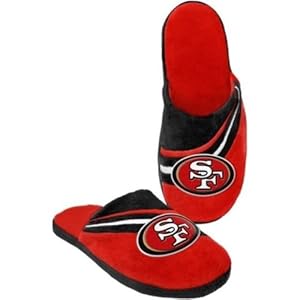 San Francisco 49ers Men's 2013 Stripe Slippers - Red/Black (S (7-8))