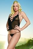 Embroidered Trim Cami Criss Cross Front, G String