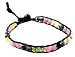 Designer Alex Carol Genuine Stone on Black Leather Pull Cord Fashion Bracelet