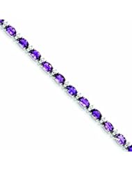 Genuine .925 Sterling Silver Amethyst & White Topaz Bracelet 11.6 Grams . 100% Satisfaction Guaranteed.