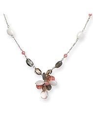 Sterling Silver 16in Labradorite/Cherry, Smokey & Rock Quartz Necklace"