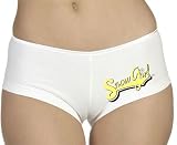 SnowGirl Women White Snowmobile Snowboarding Intimate Underwear Clothing, Small, Yellow Signature Logo