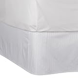 - White 450TC Damask Stripe Bedskirt - Twin by -
