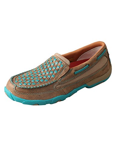 Twisted X Women's Bomber And Turquoise Check Driving Mocs - Wdms006