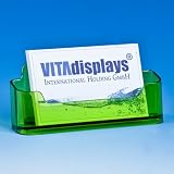 Produkt-Bild: VITAdisplays&reg; Visitenkartenhalter / Visitenkartenst&auml;nder / Visitenkartenaufsteller, Querformat, neon-gr&uuml;n (NE-095NG)