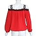 Sunward(TM) Women Sexy Off Shoulder Long Sleeve Lace Chiffon Blouse (XLarge, Red)