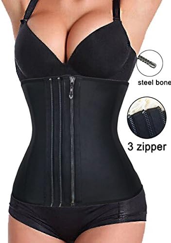 Waist Trainer for Weight Loss Latex Womens gym sport latex waist trainer cincher weight loss Zipper Design// Size M