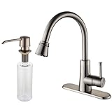 Kraus KPF-2220-KSD-30SN Single Lever Pull Out Kitchen Faucet and Soap Dispenser, Satin Nickel
