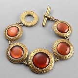 AUTHENTIC COACH SANDY LINKED SNAPHEAD MEDALLION BRACELET (Amber)