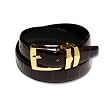 Croc Embossed DARK BROWN Bonded Leather Belt Gold-Tone Buckle Regular