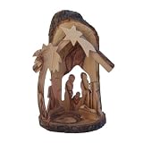 Naturally Med Holy Land Olive Wood Nativity Set / Scene with Bark Edging