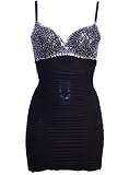 Black Sequin with Beads Evening Pencil Bra Dress