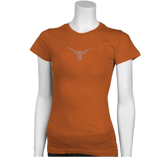 Texas Longhorns Ladies Focal Orange Rhinestone Logo Cap Sleeve T-shirt