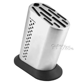 Global 11 Slot Stainless Steel Knife Block with Black Dots G-835-BD