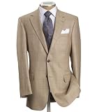 Signature Gold 2-Button Wool/Silk Camel Tic Windowpane Sportcoat