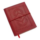 Red Embossed Leather Notebook Medium 105 x 145mm
