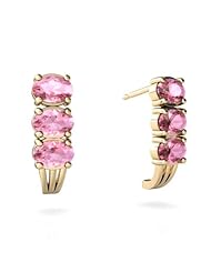 Created Pink Sapphire 14kt Yellow Gold Earrings