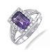 9x6MM 1.50CT Emerald Cut Purple CZ Ring In Sterling Silver (Available in Sizes 5-9)