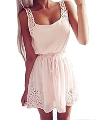 Sleeveless Acetate/Polyester Above the Knee Lace Mini Dress 