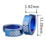 Blue Checkered Stainless Steel Mens Hoop Earrings