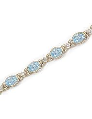 14kt Yellow Gold Oval Aquamarine and Diamond Bracelet