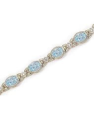 14kt Yellow Gold Oval Aquamarine and Diamond Bracelet
