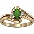 14K Yellow Gold Tsavorite (Green Garnet) and Diamond Ring