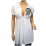 Plus size White Low cut v-neck Hoodie top