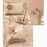 Blush Ivory Wedding Set: Guest Book, Pen Set, Ring Pillow, Flower Basket