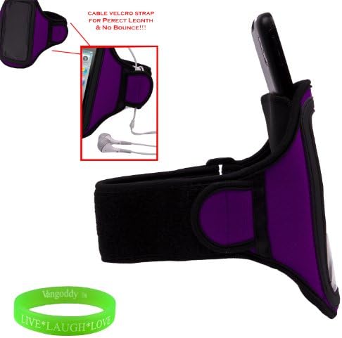 Elegant OEM VG Brand Purple Armband with Sweat Resistant Lining and Unique Key Pocket for Nokia Lumia 920 Smart Phone + VanGoddy Wrist Band