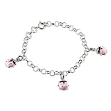 Sterling Silver Pink Lady Bug Baby Bracelet