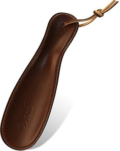 Leather Shoe Horn with Lace 8" Inches - Made in the USA - Gift Logo