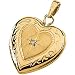 14K Yellow Gold Heart Design Diamond Locket Pendant
