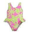 Girlfriends by Anita G Designer Clothes - Girls One Piece Bathing Suit, Lime, Pink