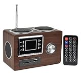 IMAGE OF Portable MP3/FM Jukebox & Alarm Clock w/Li-Ion Battery (Wood) - Jukebox Plays Music From SD/MMC Card or USB Flash Drive!
