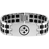 Team Titanium Pittsburgh Steelers Steel & Rubber Link Bracelet