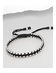 Cotton Waxed Thread Bracelet In Sterling Silver