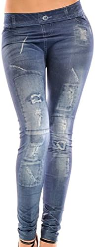 Skinny Yoga Fitness Women's Imitated Jeans High-elastic Tights