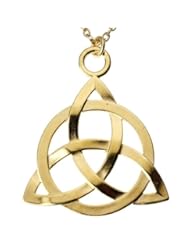 Triquetra Trinity Knot Gold-dipped Pendant Necklace on 18" Rolo Chain