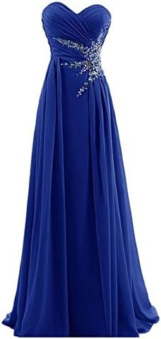 Belle Dress Sweetheart Beading Floor-length Prom Dress Chiffon Bridesmaid Dress Royal Blue US8